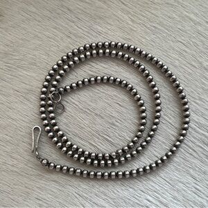 ❤️ 18” 3mm Desert Pearls Native Made Navajo Sterling Silver Made In USA Necklace